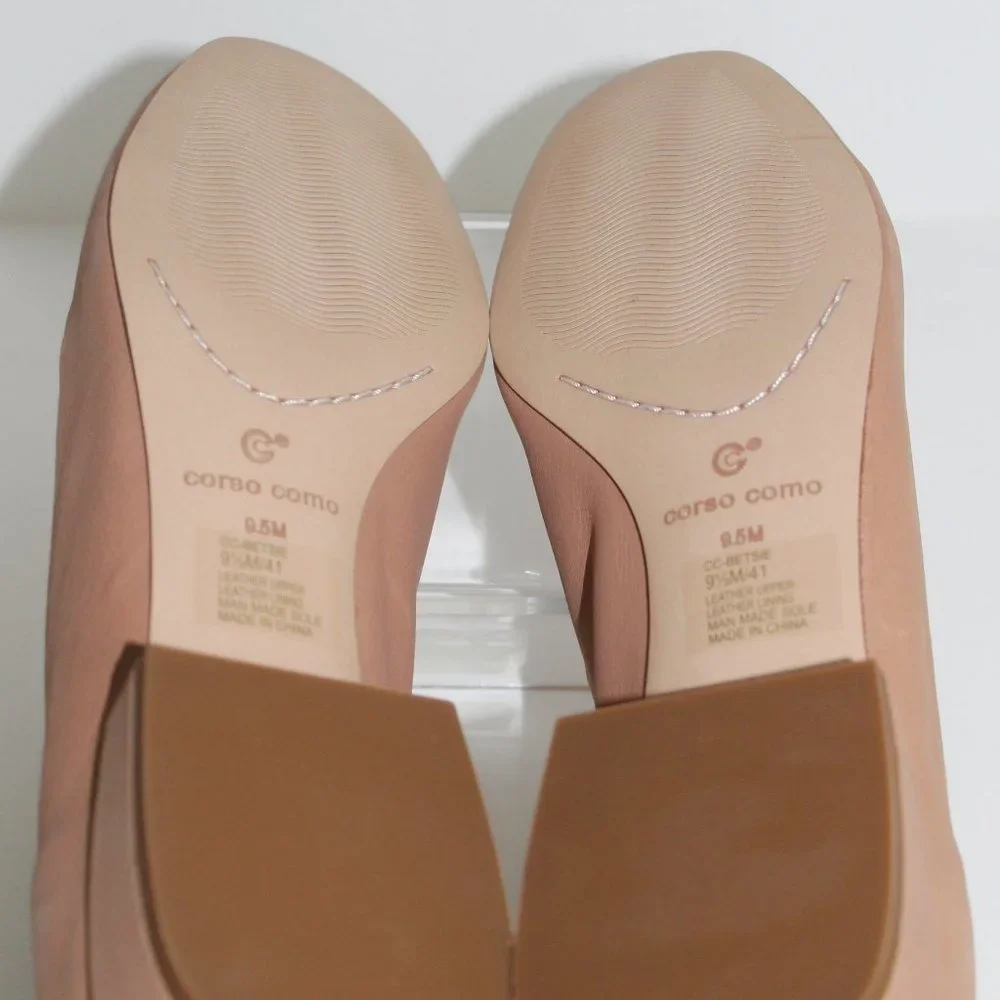REDUCED CORSO COMO Honey Dew Beige Leather Asymmetr Comfort Pump 9.5 M BETSIE